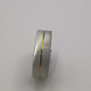 Stainless Steel Silver And Rainbow Stripe Ring Band For Men Size 21
